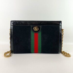8/14 Game#12 Gucci Suede GG Web Small Ophidia Chain Bag Sku#85937 (Gently used)